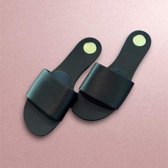 SAINT LAURENT - Satin Slides, Black Size 8.5 (39 Italy) - Picture 1 of 6
